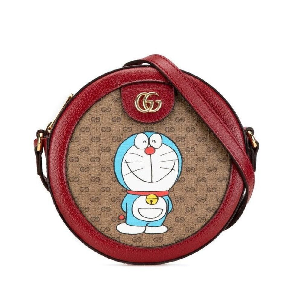 Gucci Doraemon Mini GG Supreme Shoulder Bag Beige